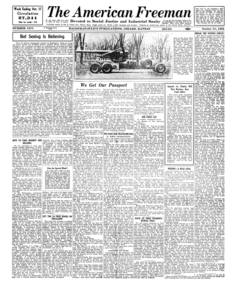 The American Freeman, Number 1874, Oct. 31, 1931